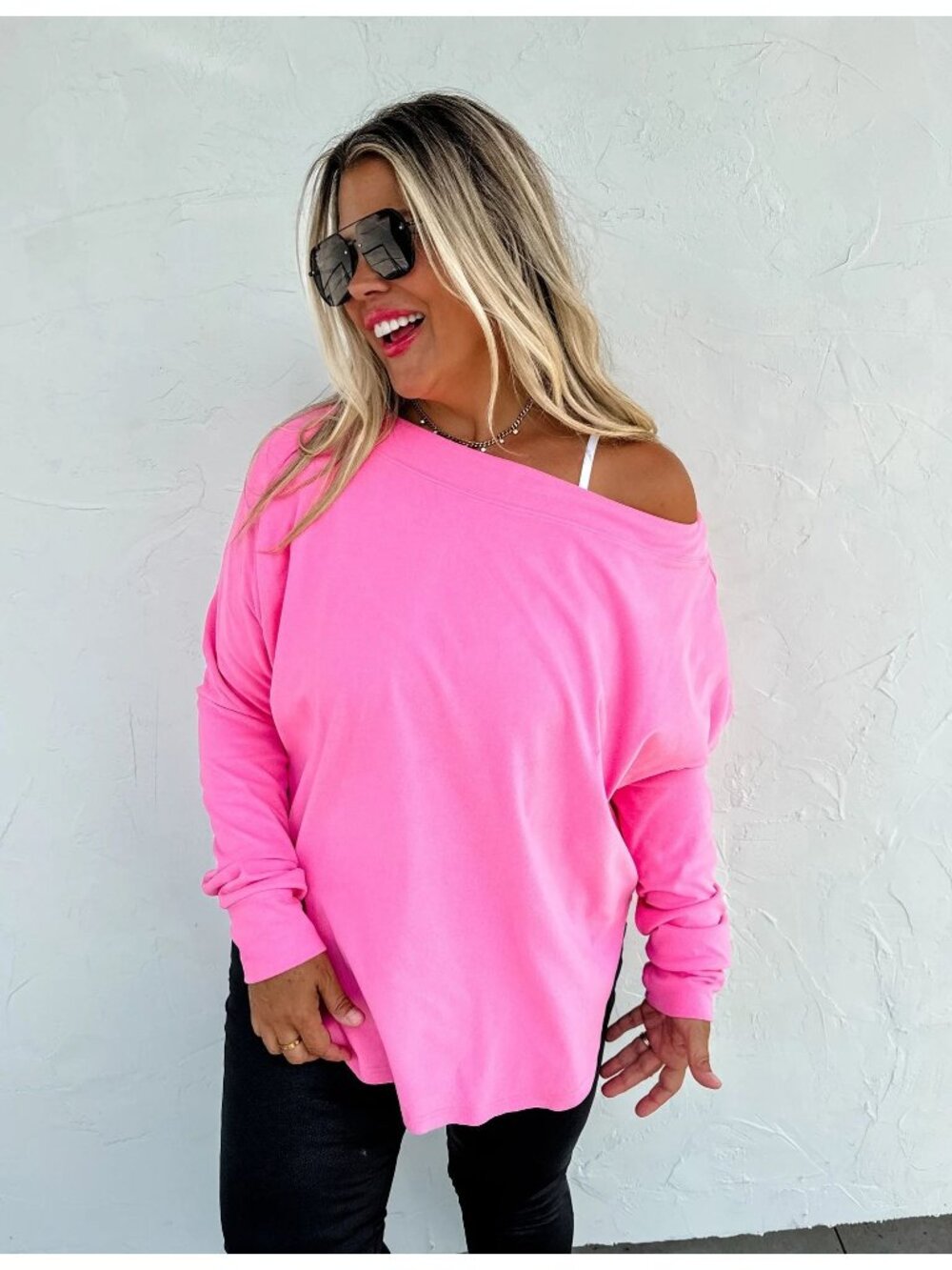 Blakeley Womens Pink Long Sleeve Lightweight Top 1X Polyester Spandex Blend